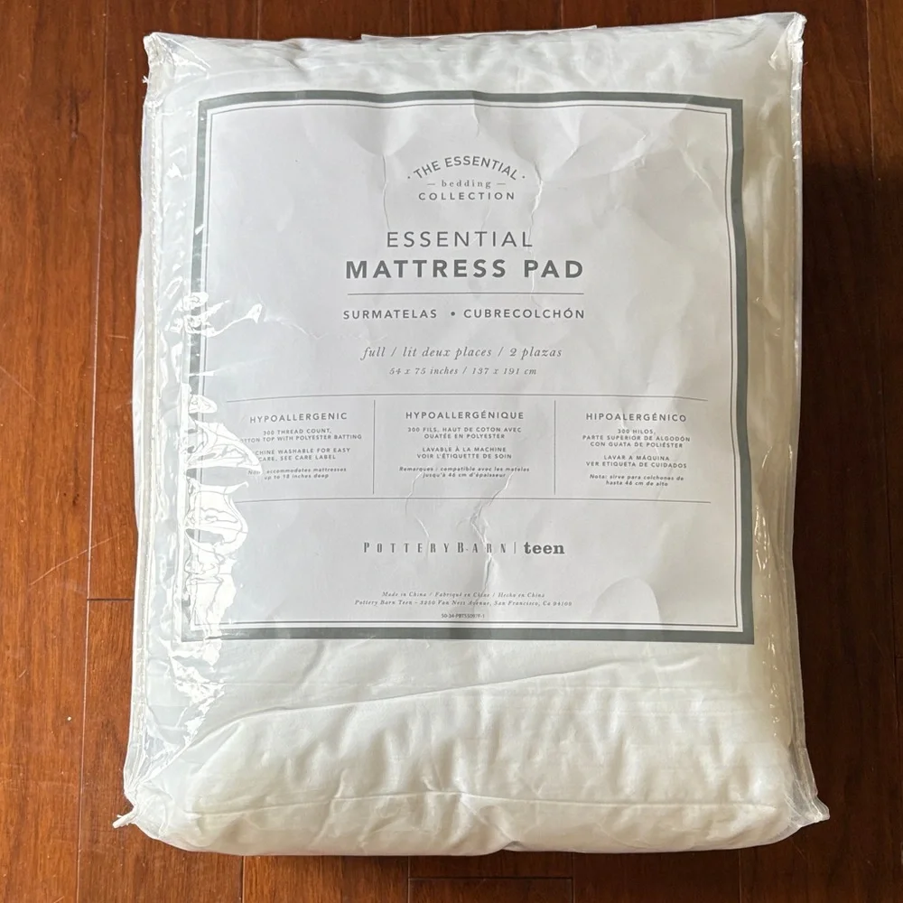 Pottery Barn Teen Essential Mattress Pad - White- full size-NFS do not buy